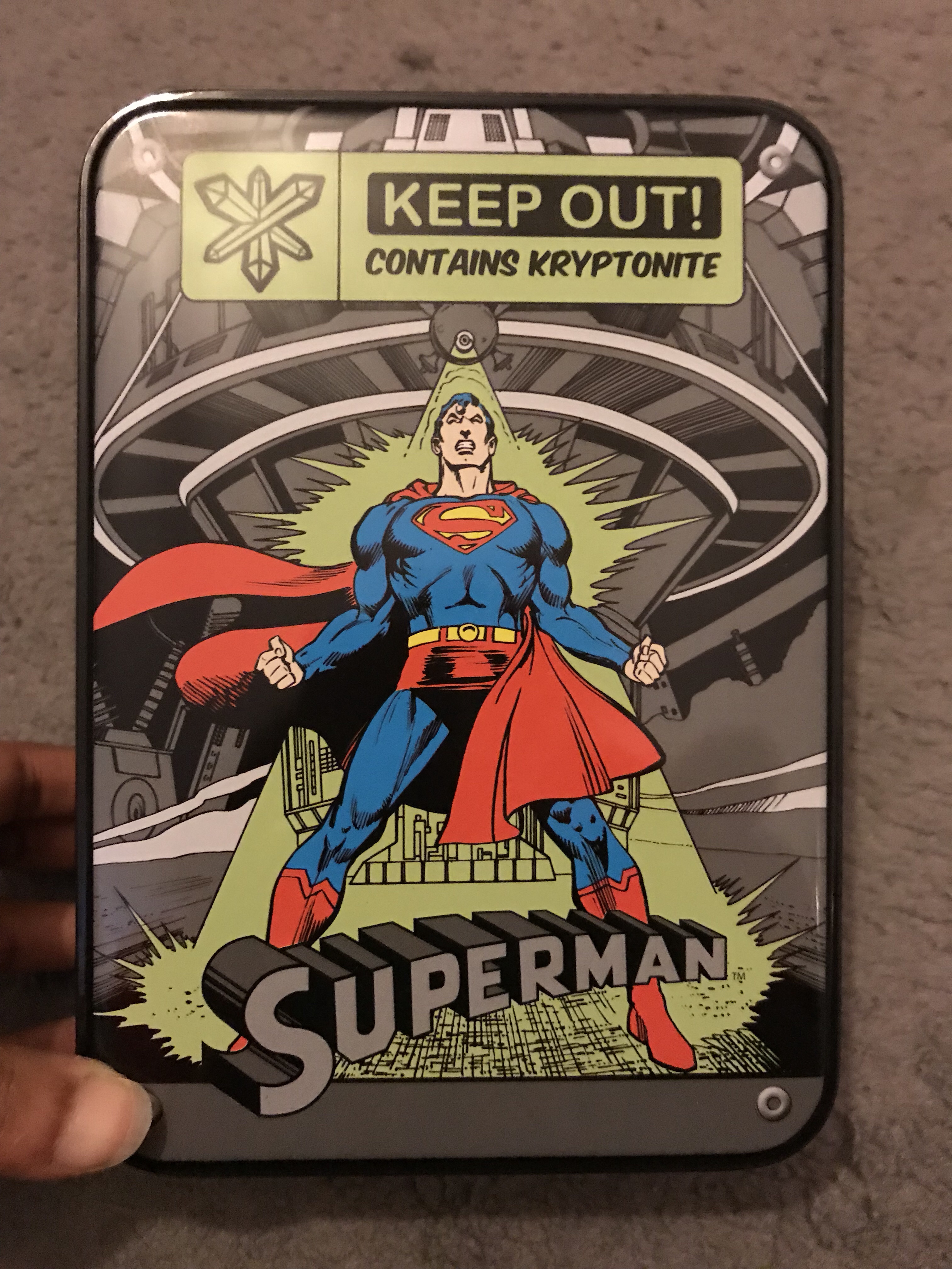 Superman Kryptonite Tin Container