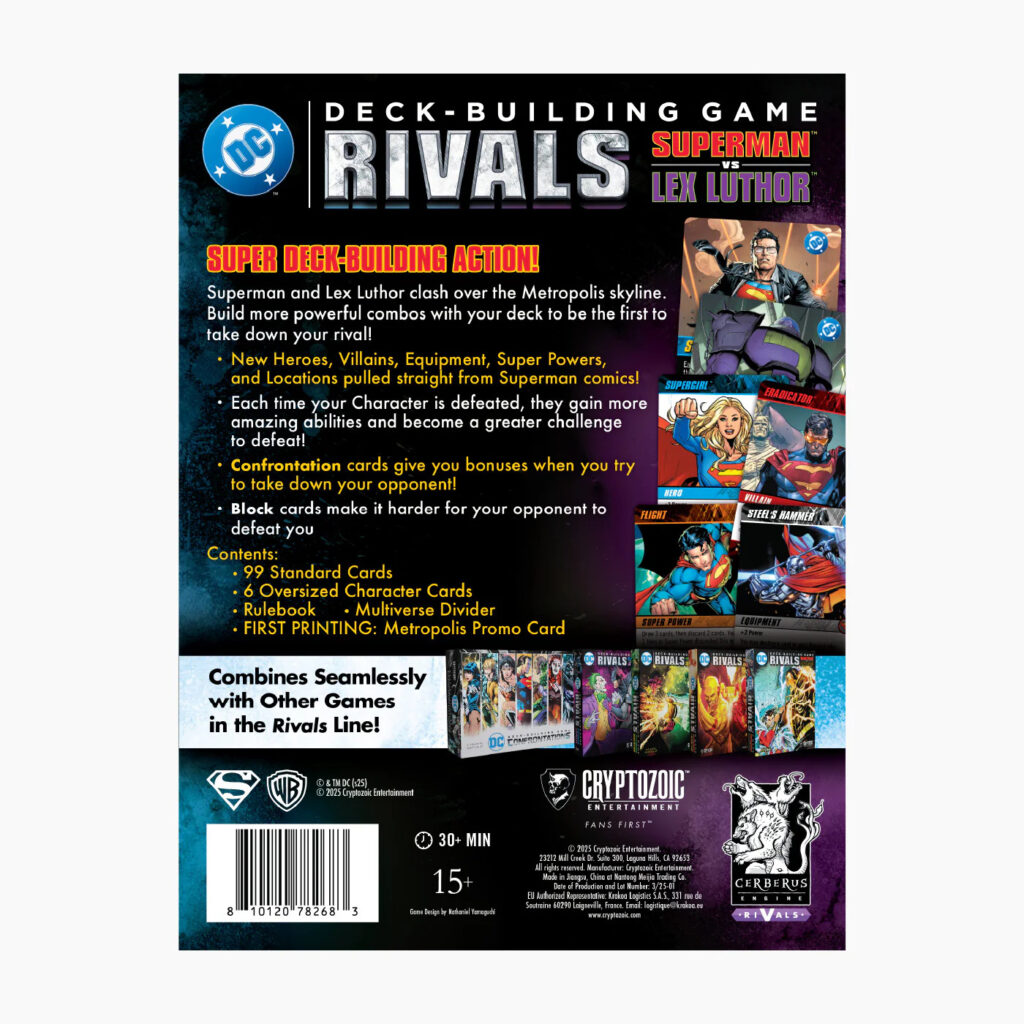 Cryptozoic Entertainment Release New 'DC Deck Building Game: Rivals - Superman vs Lex Luthor'