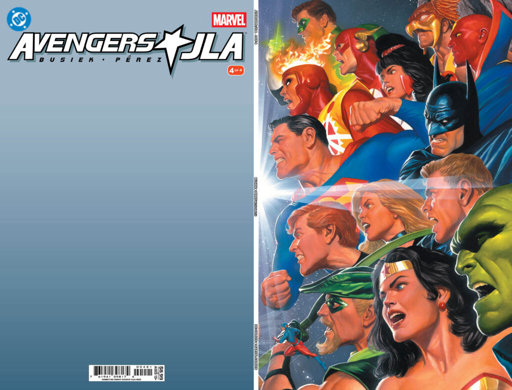 DC Comics have just announced a brand new Alex Ross connecting variant cover for their upcoming facsimile release of 'Avengers/JLA #4'.
